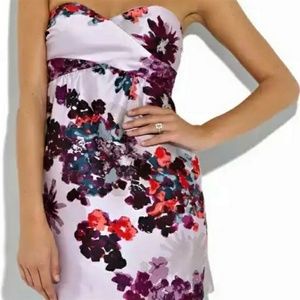 TIBI Strapless Silk Floral Print Cocktail Dress